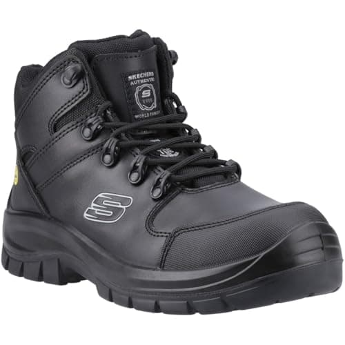 Image of Skechers Men's Trophus Kilram Work Shoes, Black Leather/Textile, 8 UK