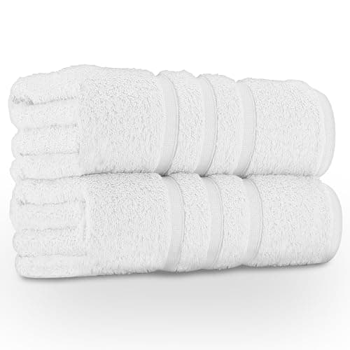 Image of GC GAVENO CAVAILIA Zero Twist Bath Towel Set of 2, 550 GSM Bath Towels, Egyptian Cotton Towel Bale, Quick Dry Hotel Quality 2Pk Bath Towels Large For Bathroom, Spa & Guest Gym Towels Set, White