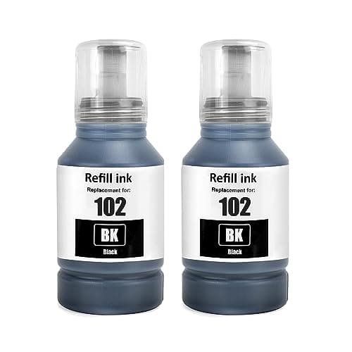 Image of SHUOLE 102 Ink Compatible with epson E102 Refill Ink Bottle Multipack for ecotank ET-2850 ET-3850 ET-2856 ET-4856 ET-4850 ET-2756 ET-4750 ET-2851 ET-15000 ET-2700 ET-2750 ET-2751 ET-3700(Black x 2)