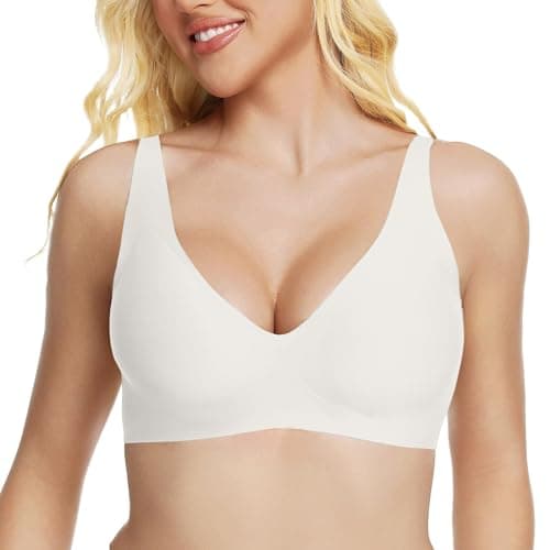 Image of Jelly Bras for Women UK Lift Supportive Full Coverage No Underwire Seamless Jelly Bras Deep V Wireless Push Up Leopard Bra Plunge Bralette Comfort Adjustable Straps Everyday T-Shirt Shapecurve Bra