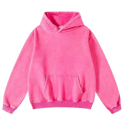 Image of OSACOD Oversized Men's Hoodie Sweatshirt, Vintage Sweatshirt, Acid Wash, Heavyweight Plush, Cotton, Baggy, Streetwear, Top Athletic, pink, XL