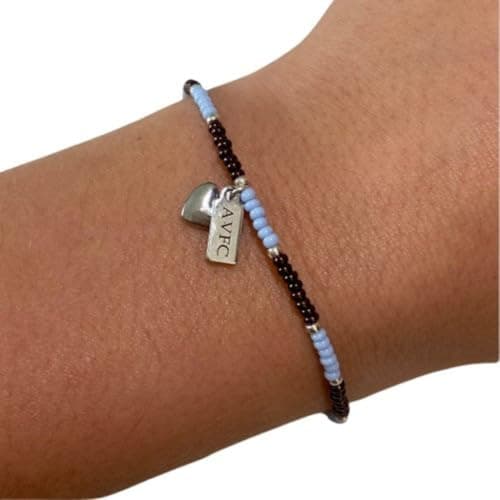 Image of Beadlet AstonVilla Fan Beaded Bracelet With Tag & Heart Charm New girls/women supporter gift (Standard)