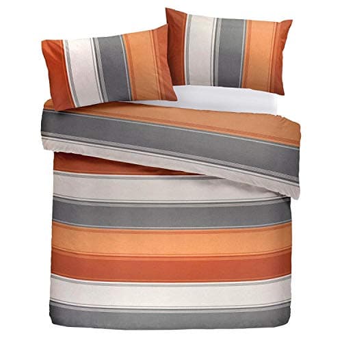 Image of Fusion Betley Stripe Reversible Duvet Cover Set, Spice, Single