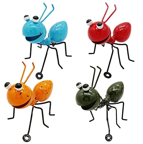 Image of HNBTX Metal Ant,4 Pack Garden Metal Ant Ornaments Garden Wall Decorations Art Metals Sculpture Ants Fence Ornaments Outdoor for Gardens and Indoor Ornament