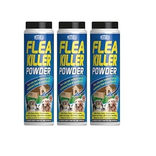 Image of 3 x PestShield Flea Killer Powder Crawling Insect Killer Indoor & Outdoor 200g Each by Pestshield