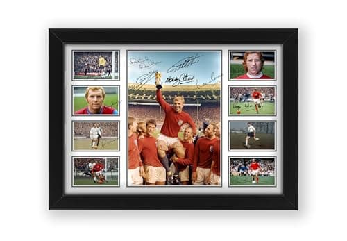 Image of England 1966 FIFA World Cup Signed Poster Print - Limited Edition Autograph Fan Gift – Collectible Memorabilia Wall Art Merchandise (Framed A4 (30x21cm))
