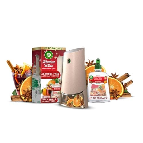 Image of Air Wick Aerosol-Free Automatic Air Freshener Spray Kit, Mulled Wine, 1 Gadget, 1 Refill and 2 AA Batteries, 24 x 7 Active Fresh Odour Neutraliser, Lasts Up to 70 Day