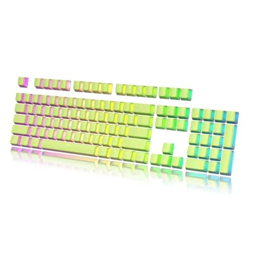 Image of HK Gaming Pudding Keycaps | Doubleshot PBT Keycap Set | Full 108 OEM Profile Key Set | ANSI US-Layout | For Mechanical Keyboard | Compatible with Cherry MX, Gateron, Kailh, Outemu | Pistachio