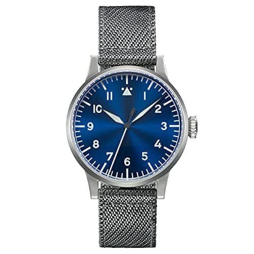 Image of Laco Pilot Watch Memmingen, Men's Wristwatch, Grey Nylon Strap, Sapphire Glass, Ø 42 mm, ETA 2801.2 (Elaboré) Manual Winding, incl. case - 862083