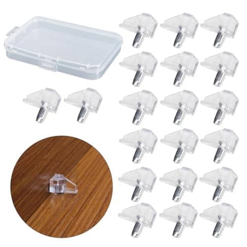 Image of 20Psc 5mm Shelf Support Pegs, Clear Plastic Replacement Peg Cabinet Shelfs, Support Cabinet-Shelf Pins for Kitchen Furniture Book Shelves Shelf Holder Locking Pins