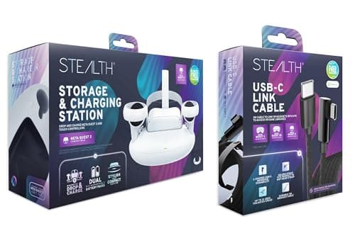 Image of STEALTH Store and Charge Station Compatible with Meta Quest 2 and Link Cable Bundle