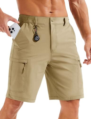 Image of MAGCOMSEN Men's Cargo Combat Shorts Lightweight Shorts with Zip Pockets Casual Fishing Shorts Khaki