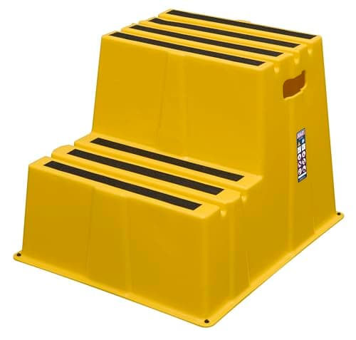 Image of Sealey Two Step Safety Steps, Heavy-Duty Build, Anti-Slip Treads, Rubber Feet, 150kg Capacity, 500mm Height, Yellow – KS6