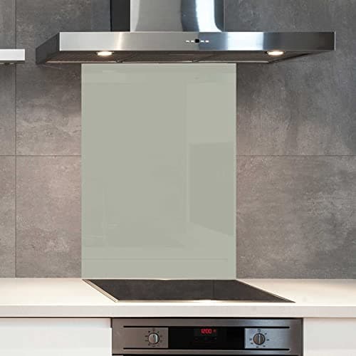 Image of Premium 60 cm x 75 cm Dulux Silver Lichen Glass 6mm Kitchen Splashback Heat Resistant Toughened Polished Edges - Back Splash Back Coloured Hob Painted Tempered Splashback