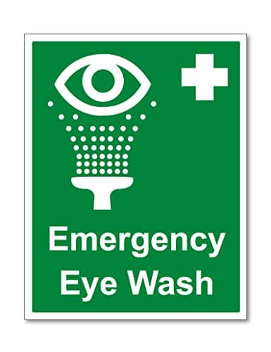 Image of Pack of Two EMERGENCY EYE WASH WARNING SELF ADHESIVE STICKERS SAFETY SIGNS BUSINESS 165mm by 127mm Each