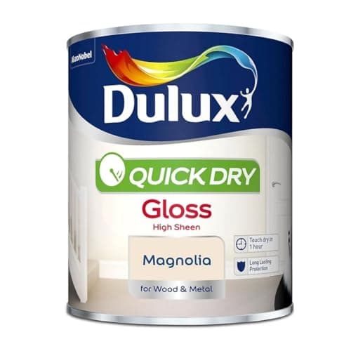 Image of Magnolia Dry Gloss Paint 750ml | Interior Wood and Metal Paint | High Shine Durable Finish | Fast Drying Trim Paint for Doors Skirting Boards Radiators and Furniture