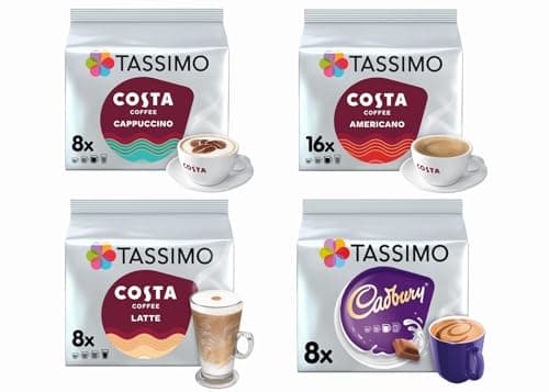 Image of TASSIMO COSTA Cappuccino/Latte/Americano/Cadbury (4 Packs Set = 40 Drinks)