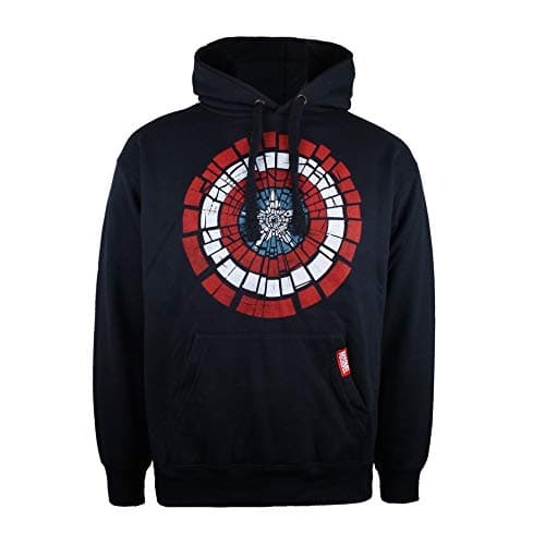Image of Marvel Men's Captain America-CA Comic Shield Hoodie, Blue (Navy Blue Navy), Small (Size:Small)