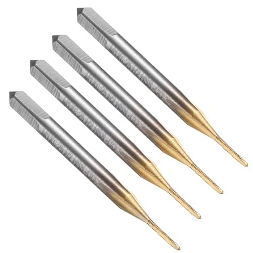 Image of sourcing map 4pcs Straight Flute Thread Tap, M1 x 0.25 Metric Titanium Coated Screw Threading Tapping Tool Thread Milling Machine Taps, M35 High Speed Steel with Cobalt