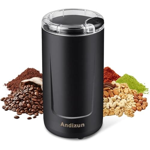 Image of Andizun Electric Coffee Grinder, 350W Coffee Beans Grinder, 80g Large Capacity, One-Touch Operation, 304 Stainless Steel Blades, Ideal for Coffee Beans, Pepper, Grain, Spice, Nuts