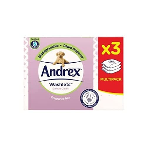 Image of Andrex Washlets, Flushable Gentle Clean Toilet 3*40 Tissue Wipes.