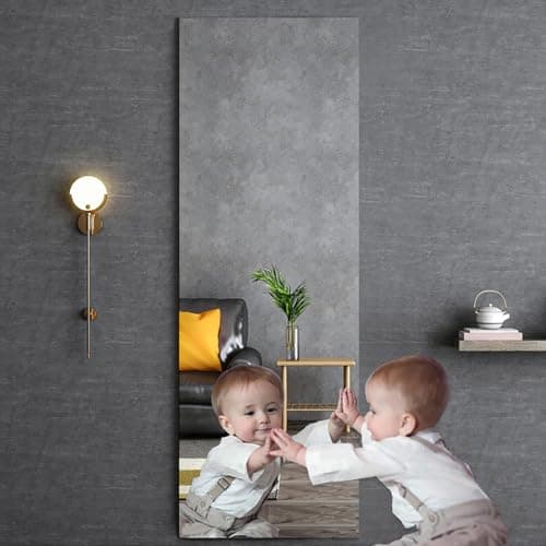 Image of Cosrogo Self-Adhesive Wall Mirror 40x120cm 2mm Thickened Acrylic Mirror Full Length Stick-On Mirror for Bedroom, Door, Standing or DIY Wall Decor