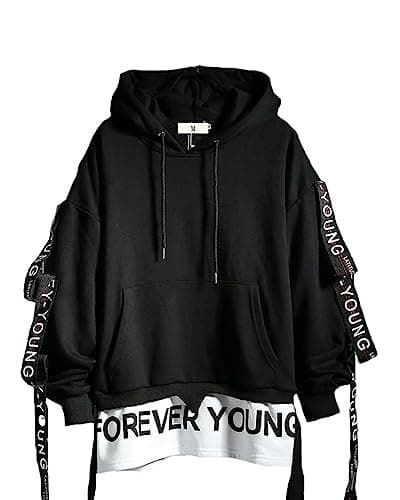 Image of Hello MrLin Men’s Techwear Streetwear Hip Hop Fashion Hoodie Japanese Harajuku Outfits Black