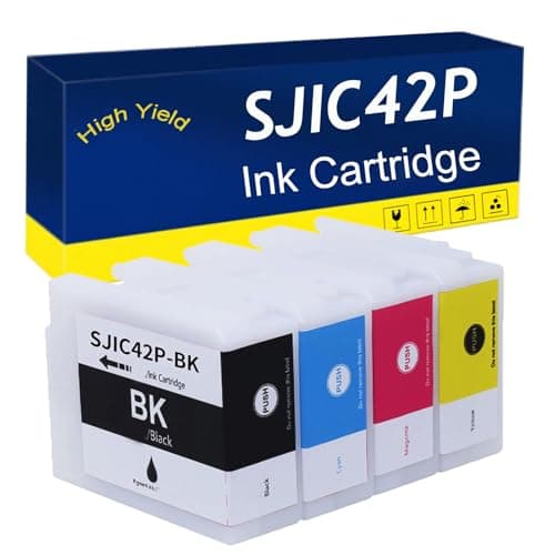 Image of Compatible Ink Cartridge for EPSON SJIC42P-BK SJIC42P-C SJIC42P-M SJIC42P-Y – High Yield (50ML) Replacement for CW-C4000e C4030 C4000 C4020 Printers | Easy Installation 4-Pack
