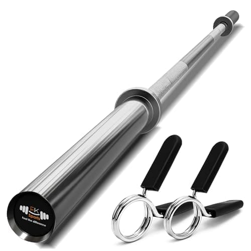 Image of FK Sports 7Ft Olympic Barbell Bar 2" Standard Weight Lifting Chrome Finished Bars, Anti-Slip Hand Grip Barbell Gym Strength Training Fitness 4Ft, 5Ft, 6Ft And 7Ft (7 ft)