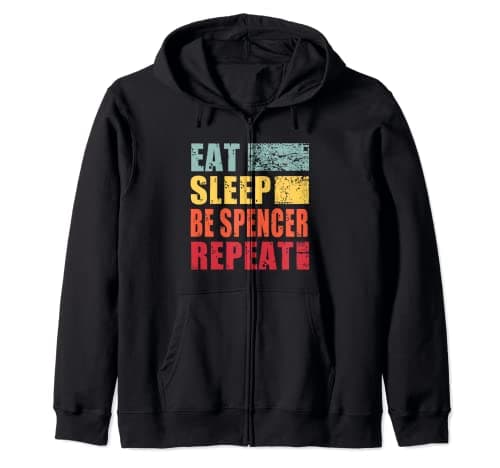 Image of Personalised name Eat Sleep Be Spencer Zip Hoodie