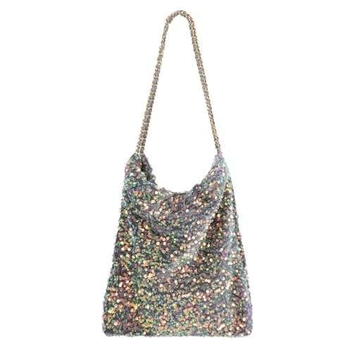 Image of LA HUATE Women Glitter Sequins Shoulder Tote Large Capacity Shopping Bag Travel Hobo Pouch Bag
