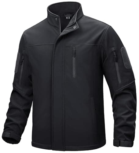 Image of TACVASEN Waterproof Jackets Mens Work Fleece Jacket Softshell Jacket Waterproof Hunting Jacket Windbreaker Zip Pocket Black