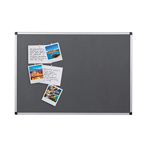 Image of Bi-Office Notice Board Maya, Grey Felt Surface, Aluminium Frame, 90 x 60 cm