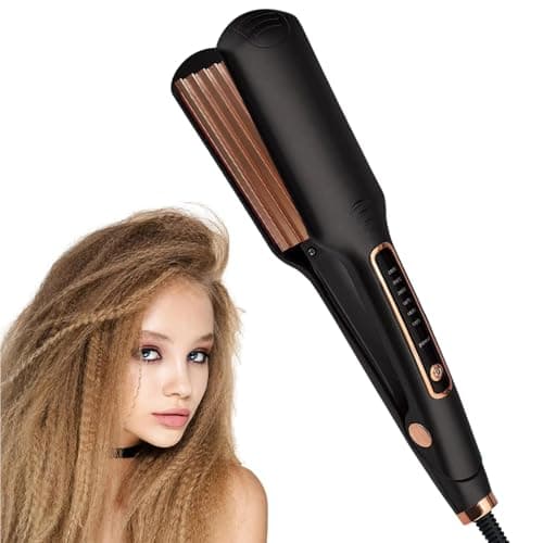 Image of DSXVJHD Hair Crimper for Women, Professional Hair Curler, Ceramic Crimper Wave Curling with 6 Adjustable Temperatures, Iron Wand Wet Dry Styling Tool for Fluffy, Corn, Perm, Waves, Straight Hairstyle