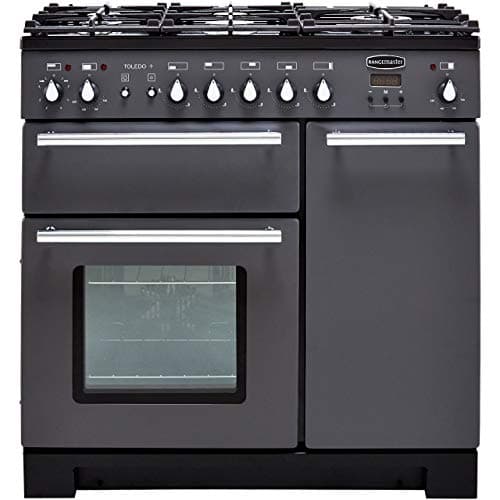 Image of Rangemaster Toledo + TOLP90DFFSL/C 90cm Dual Fuel Range Cooker - Slate - A/A Rated