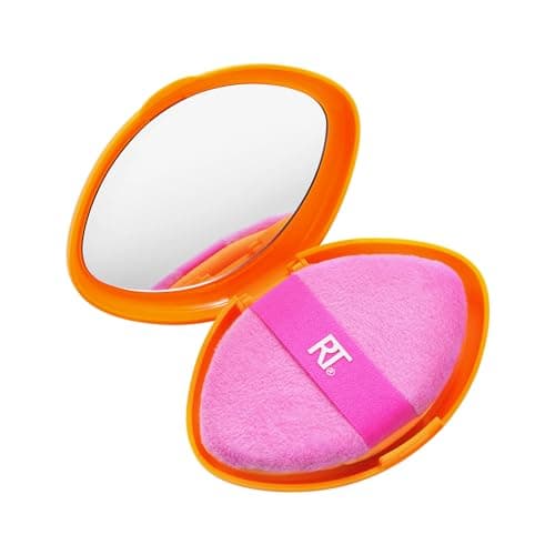 Image of Real Techniques Miracle 2-In-1 Powder Puff + Travel Case, Dual-Sided Makeup Blending Puff, Elastic Band, Precision Makeup Sponge and Powder Puff, For Liquid, Cream and Powders, Travel Case, 2 Count