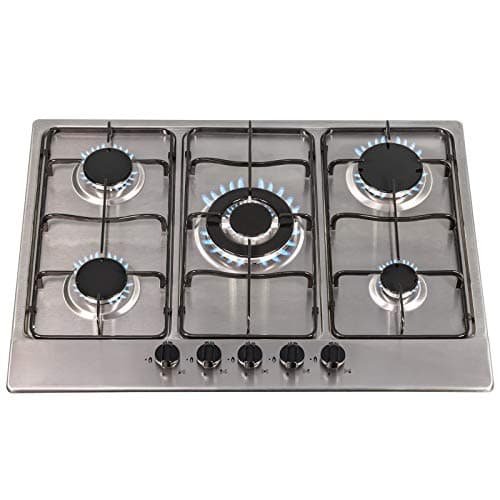 Image of SIA AMZSSG702SS 70cm 5 Burner Gas Hob In Stainless Steel With Enamel Pan Stands