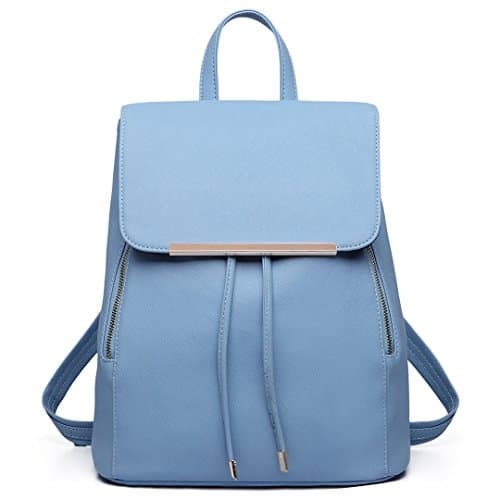 Image of Miss Lulu Backpack Womens Fashion Backpacks Blue Backpack Ladies PU Leather Waterproof Daypack Medium School Work Travel