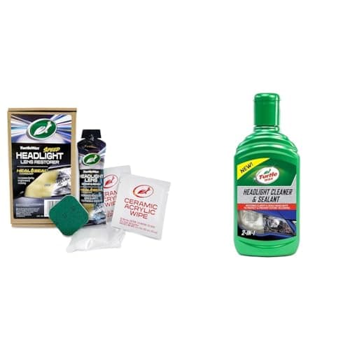 Image of Turtle Wax Car Headlight Restoration Kit - Removes Oxidation & Renews Yellowing Headlights & 53146 Headlight Restorer Headlamp Cleaner Liquid 300ml (Packaging may vary)