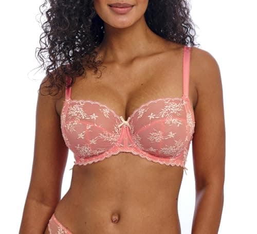 Image of Freya Women's Offbeat Decadence Underwire Side Support Bra Full Coverage, Sunset Coral, 36HH US