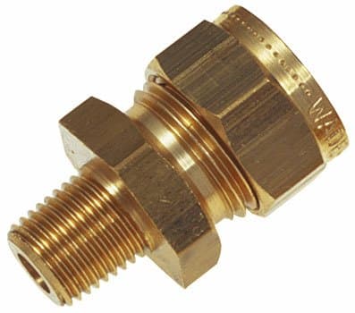 Image of WADE - 3/8" OD X 1/4" BSPT MALE STUD COUPLING - BSPT (Brass Compression Fittings, Imperial)