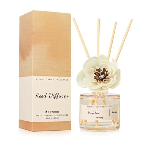 Image of Aeeteek Reed Diffuser - Clean Bamboo Essential Oil Aroma for Home, Room Decor Aesthetic with Long-Lasting Fragrance, 4.06 fl oz (120 ml) Air Freshener for Office, Bathroom