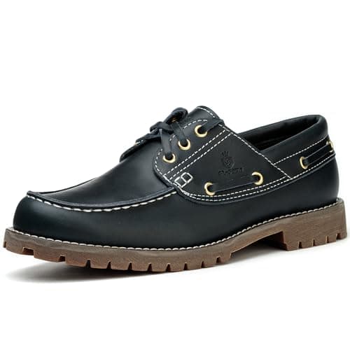 Image of SL-Saint Handmade Men's Classic Boat&Deck Shoes Moc Toe Lace Up Full Grain Leather Comfortable Fashion Casual (Blue, Adult, Men, 10, Numeric, UK Footwear Size System, Wide)