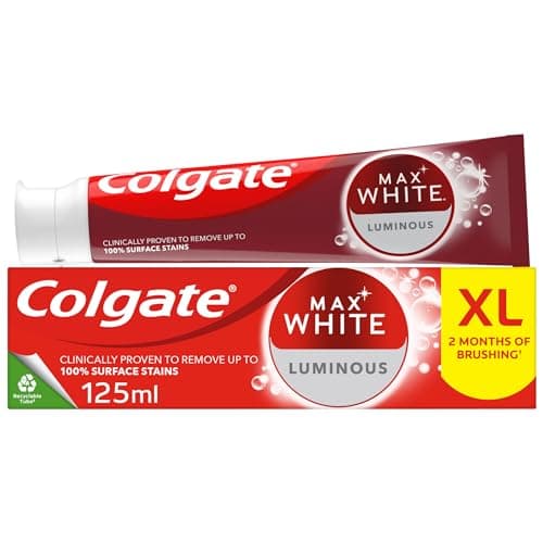 Image of Colgate Max White Luminous Toothpaste 125ml, Teeth Whitening Toothpaste with Clinically Proven Formula that Removes Up to 100% of Surface Stains