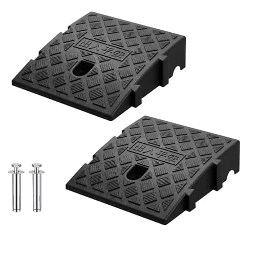 Image of TranRantic 2PCS Kerb Ramps, 25×27×7cm Wheelchair Ramps, Threshold Ramps for Doorways, Portable Curb Ramps for Mobility Scooters, Car Vehicle, Driveway, with Expansion Bolts and Reflective Stickers