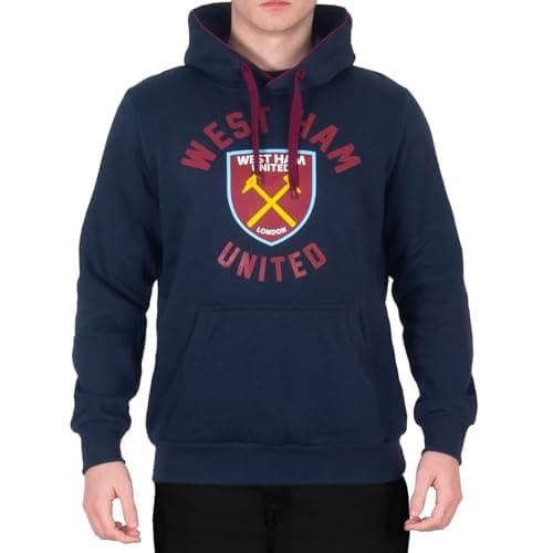 Image of West Ham United FC Official Football Gift Mens Fleece Graphic Hoody Navy Large