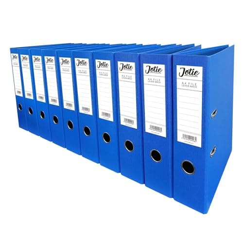 Image of Set of 10 Blue A4 Lever Arch Files for Paperwork A4 Folders with 70mm Spine, Thumb Ring & Elegant Anti-Spill Cover | Large Ring Binders | File Storage & Office Supplies