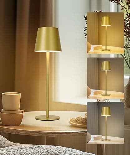 Image of Faithorse Rechargeable Lamp Cordless Table Lamp, 2 Pack Battery Operated Lamps 5200mAh IP54 Waterproof Wireless Lamp with 3-Color Modes Touch Control Night Light for Bedroom(Champagne Gold)