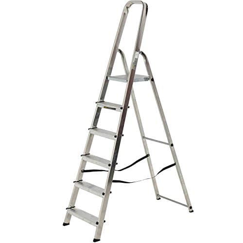 Image of Aluminium Step Ladder EN131 Folding Platform Steps Grab Rail Youngman Atlas Stepladder (6 Tread)
