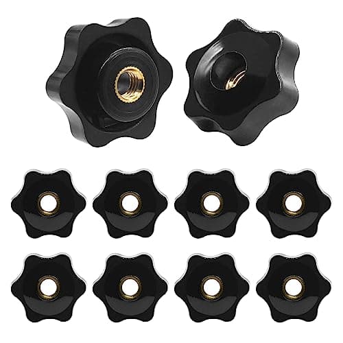 Image of JJWNMLL 10PCS Clamping Screw Knob Star M10-outer diameter 38 thumb Bolts Thread Replacement Star Hand Knob Tightening, Black Grip